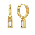 Baguette Dangle 18K Gold Plated Hoop Earrings