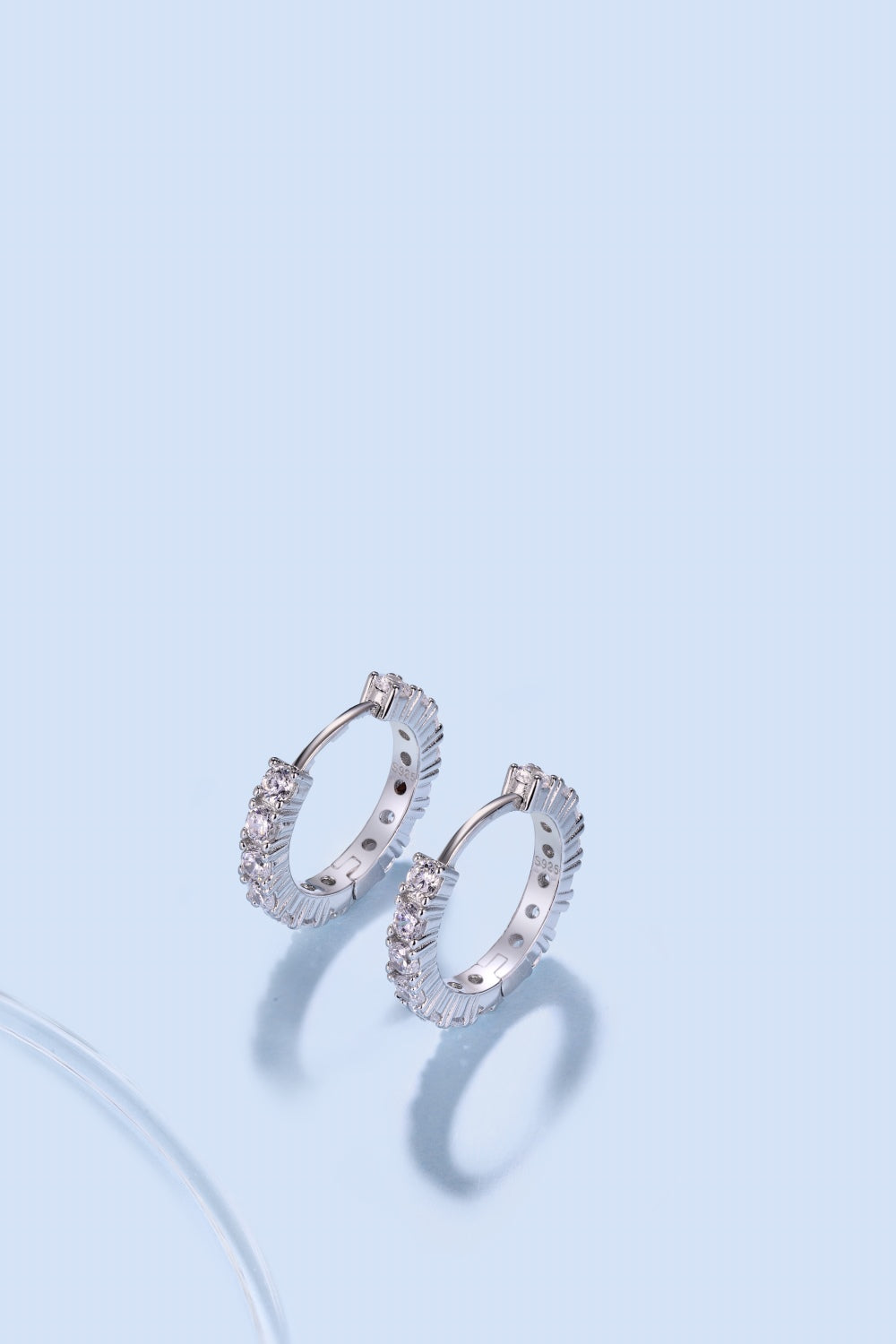 Pave Huggie Sterling Silver Hoop Earrings