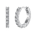 Pave Huggie Sterling Silver Hoop Earrings