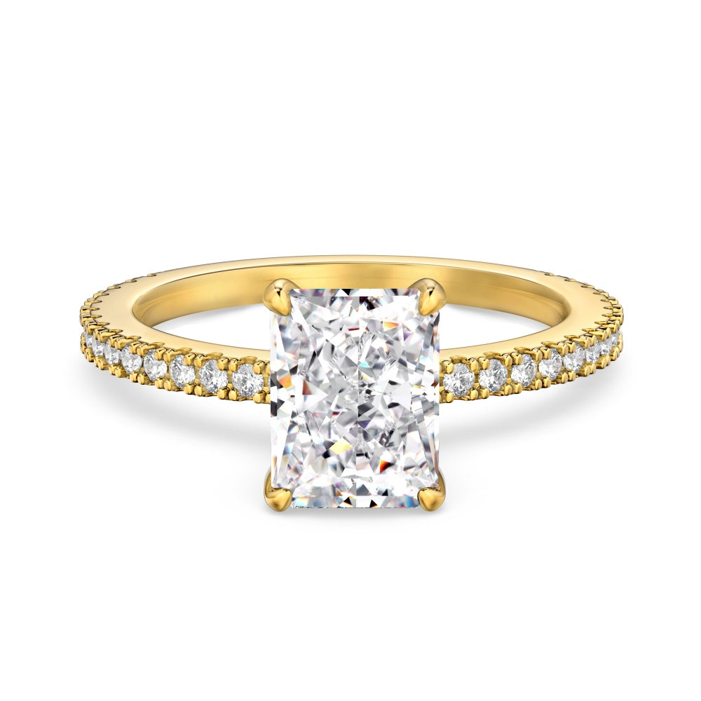 Radiant Solitaire Gold Plated Sterling Silver Ring