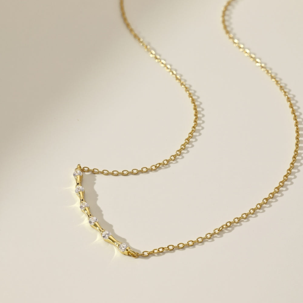 Subtle Curve 18K Gold Plated Sterling Silver Necklace