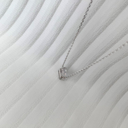 Radiant Cut Solitaire Sterling Silver Necklace