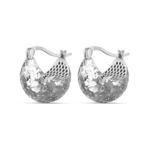 Sculpted Dome Sterling Silver Hoop Earrings