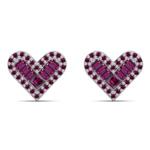 Micro Pavé Heart Earrings - Ruby