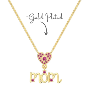 Ruby Mom Heart Pendant Necklace
