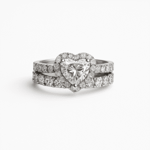 Amour Heart Ring and Eternity Band Silver Ring Set