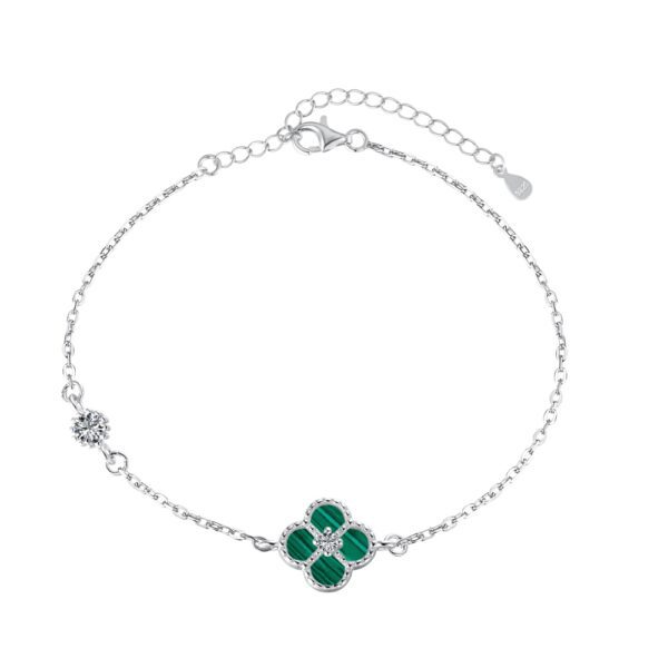 Malachite Clover Bracelet in Sterling Silver