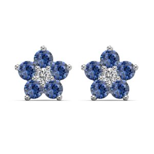 Celeste Blue Blossom Stud Sterling Silver Earrings